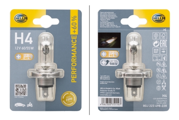 Żarówka, PERFORMANCE UP TO 60% 8GJ 223 498-228 HELLA