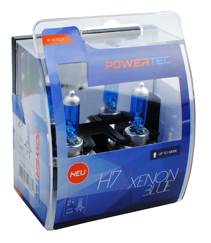 ZAROWKA 12V H7 55W PX26D XENON BLUE /5000K/ /ZESTAW 2SZT/ POWERTEC /OFFROAD, BEZ ECE/ PTZXB7-DUO M-TECH