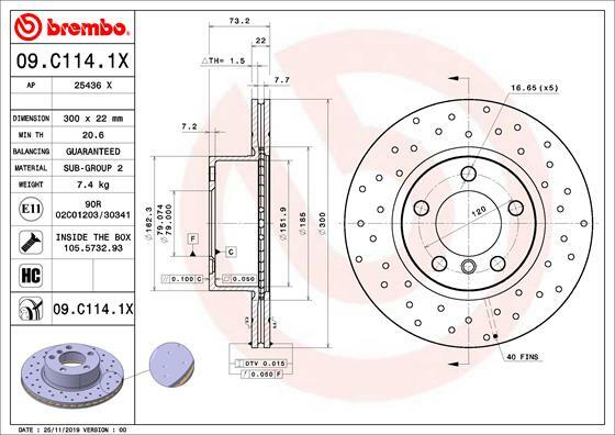 Tarcza hamulcowa, BREMBO XTRA LINE 09.C114.1X BREMBO